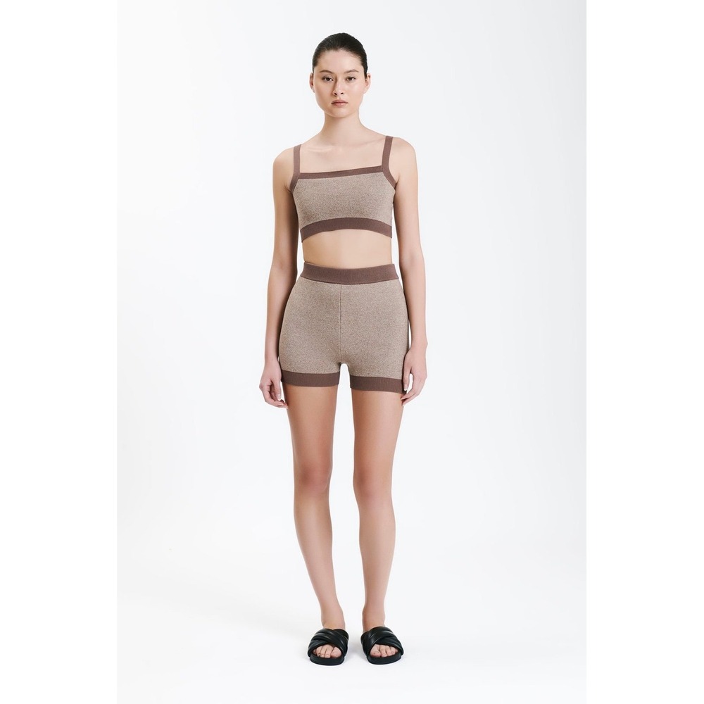 Nude Lucy Active Knit Crop Top XS Silt Organic Cotton Sports Bra NWOT